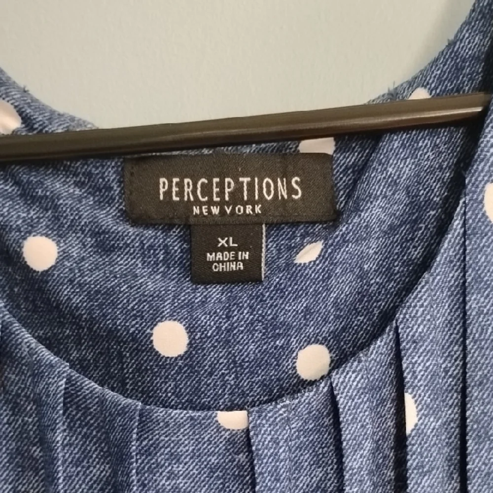 Perceptions Blue and White Polka Dot Dress Size XL - Picture 2 of 6